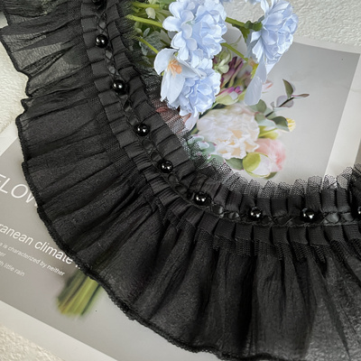 珍珠褶皱蕾丝花边辅料手工diy裙摆衣领袖子娃衣服装拼接装饰