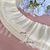 波光粼粼亮面高级感珠光立体褶皱荷叶边蕾丝边领口袖 口拼接装 饰