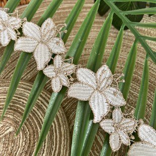 白色金线刺绣水溶布贴蕾丝花边diy窗帘服装 饰辅料 头饰衣边领口装