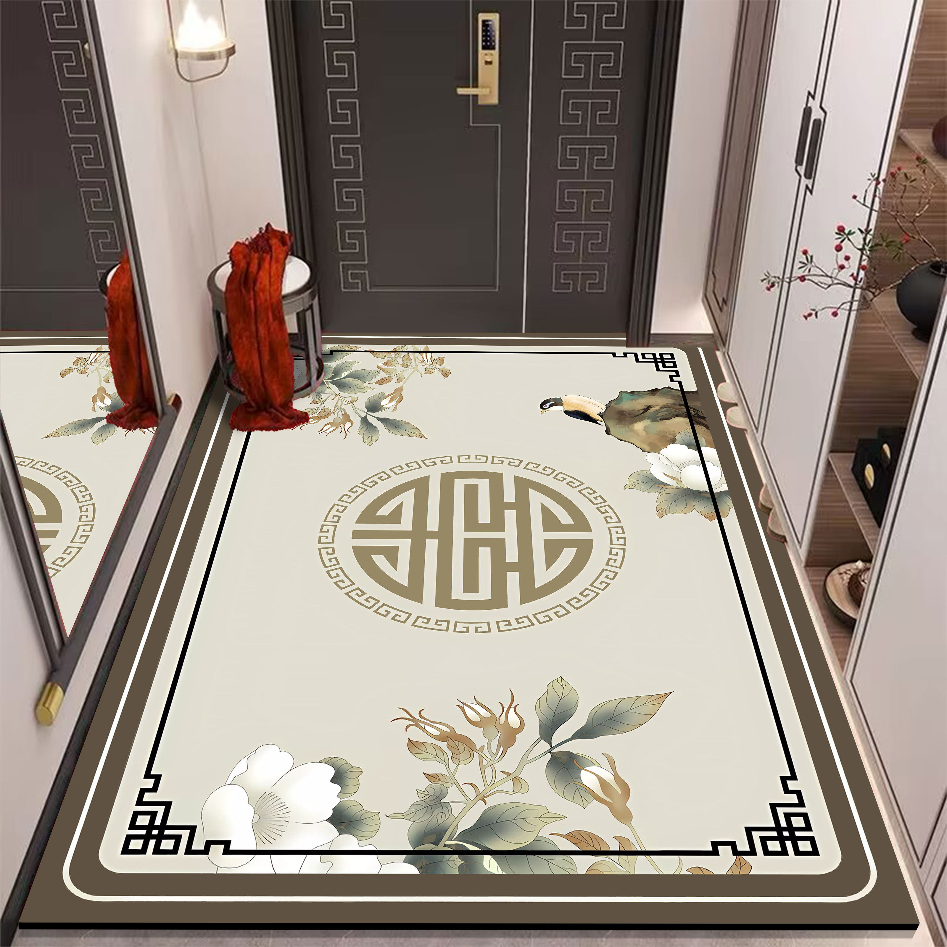 中式高级硅藻泥入户门地垫加厚耐脏免洗脚垫中国风玄关进门客厅毯,居家布艺,入户地垫,淘宝优惠券,粉丝福利购,淘宝优惠卷