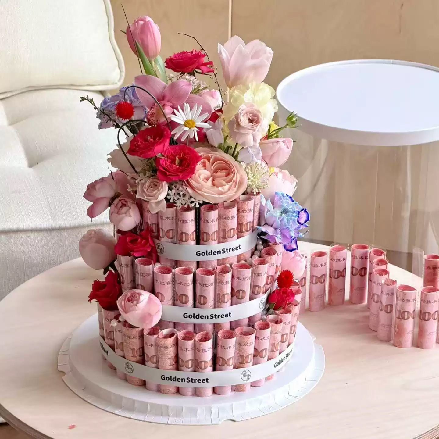 网红有钱花材料创意造型母亲节花束羊肉卷手工制作配件透明连体袋