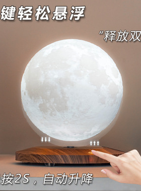 新款自动升降磁悬浮月球洒地球仪小夜灯氛围创意家居摆件生日礼物