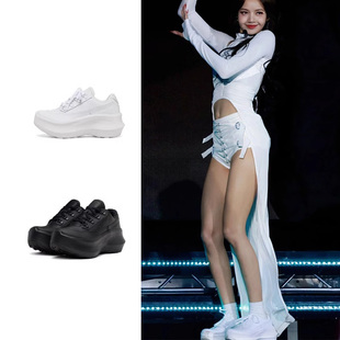 Lisa同款联名小白鞋敲厚底增高牛皮休闲运动鞋松糕底黑武士老爹鞋