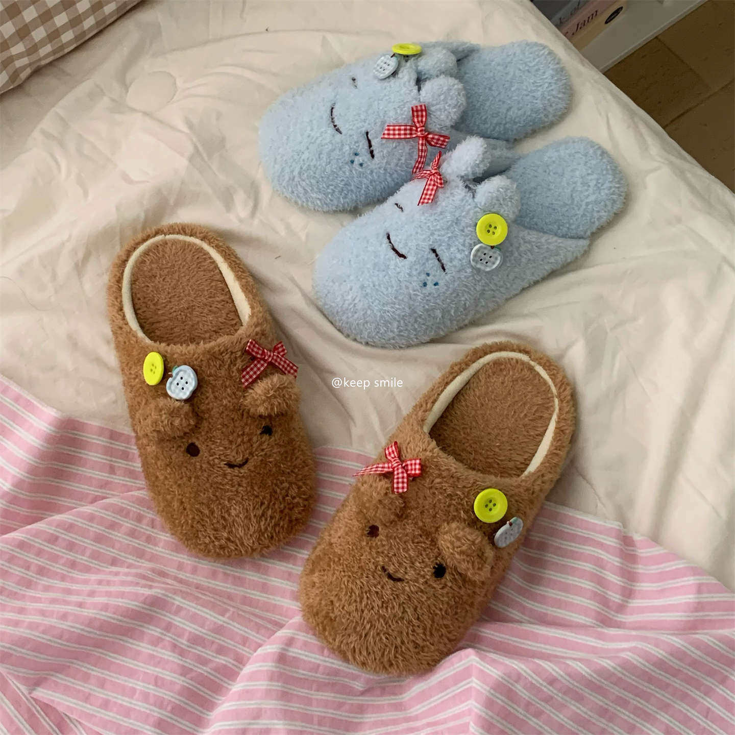 软底日系卡通棉拖鞋少女心秋冬居家舒适时尚轻便女士静音地板拖鞋