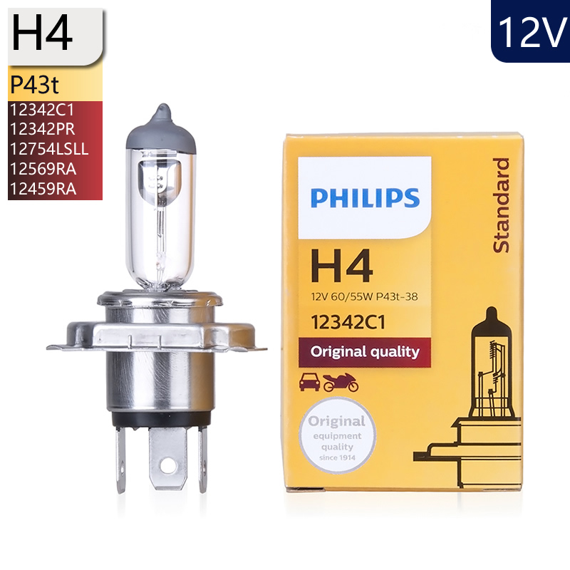 PHILIPS飞利浦H4汽车卤素大灯12V60/55W 12342 12569远近光灯P43t 汽车零部件/养护/美容/维保 汽车灯泡 原图主图