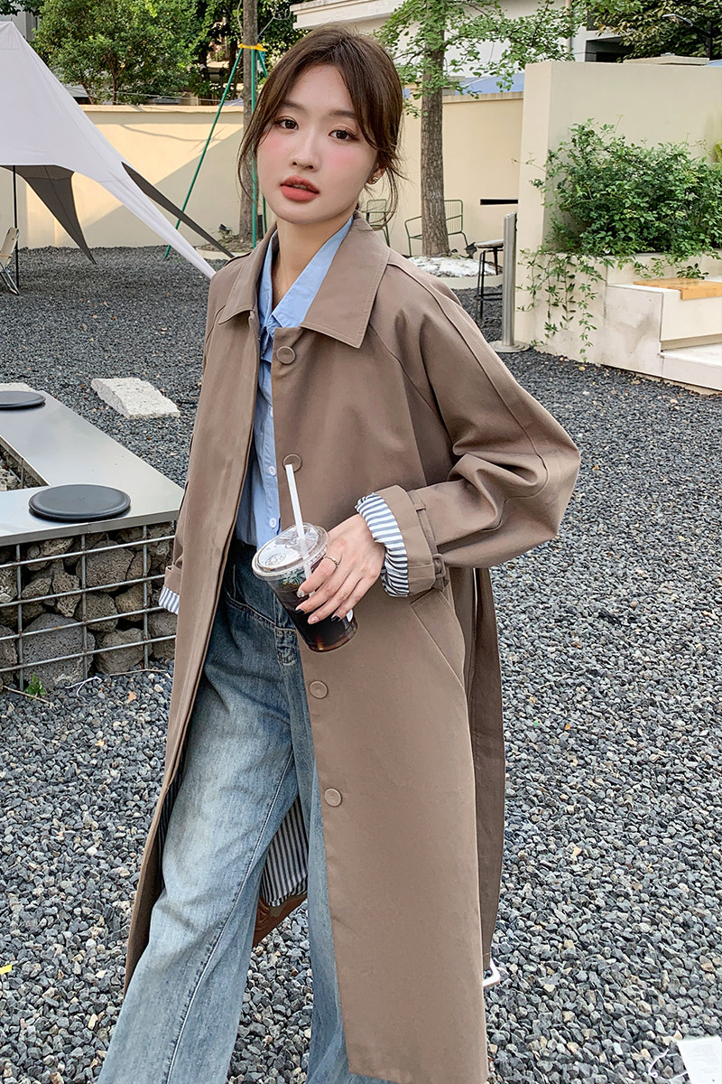 今年流行风衣外套女春秋2025新款爆款老钱风法式气质大衣美式复古,女装风衣,2C139