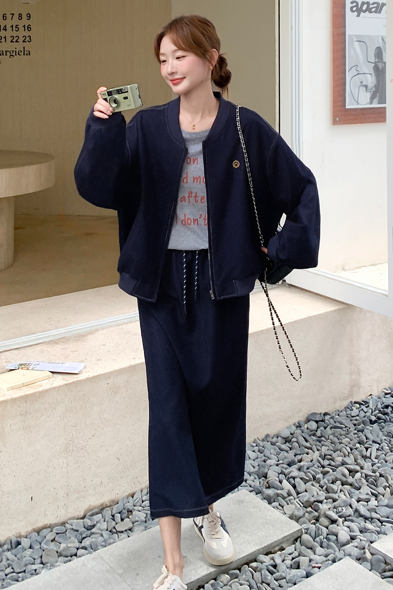 已出货刺绣藏青色外套+半身裙两件套2C139-9036-P175-K258,女装套装/套裙,2C139