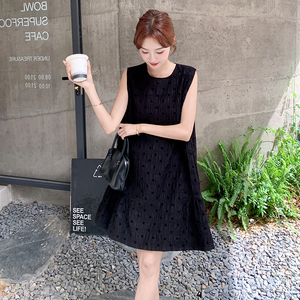 黑色波点无袖连衣裙女2025夏季新款高级感甜美宽松小个子a字裙潮图片
