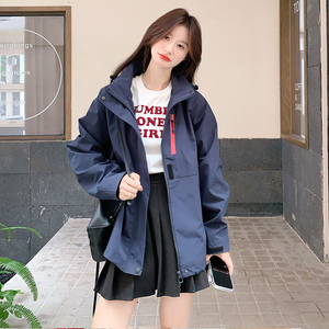 现货 韩版休闲冲锋衣连帽拼接外套2C139-9016-P150-K218图片