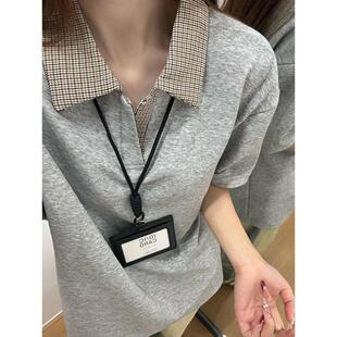 灰色千鸟格翻领短袖|美式复古风,夏季氛围感穿搭天花板