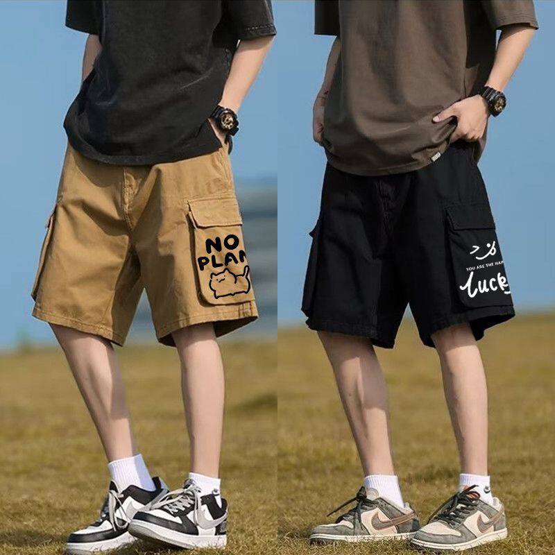 工装短裤男士夏季薄款大码ins美式复古潮牌宽松直筒休闲五分裤子