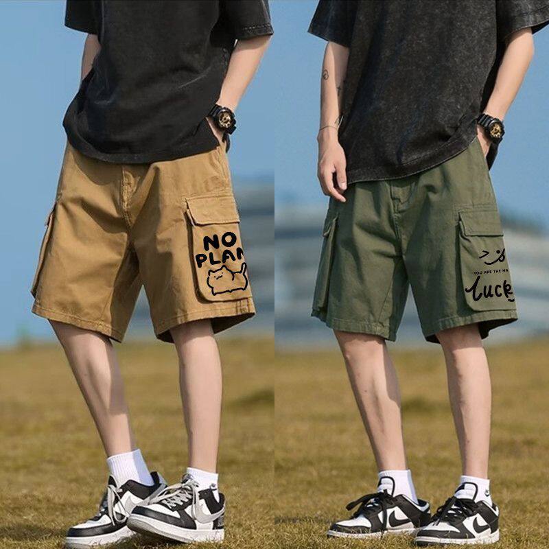 工装短裤男士夏季薄款大码ins美式复古潮牌宽松直筒休闲五分裤子