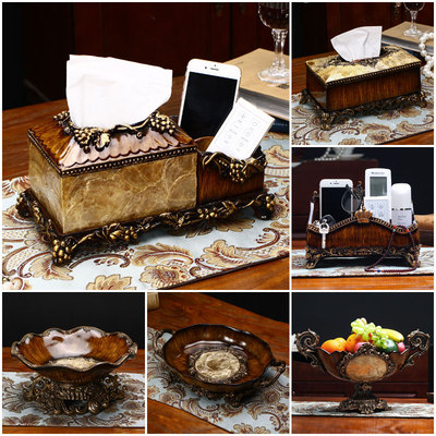 欧式轻奢高档客厅茶几抽纸盒