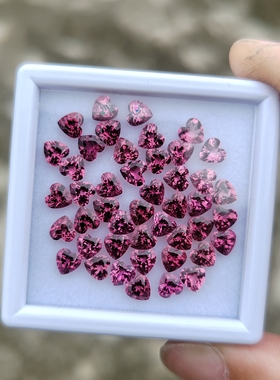 天然镁铝石榴石心形戒面切工 5mm 肉眼全净无瑕戒指耳环吊坠