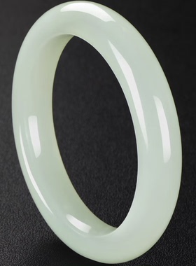 天然和田玉手镯晴水扁条青白玉镯子正品玉石平安镯母亲节礼物