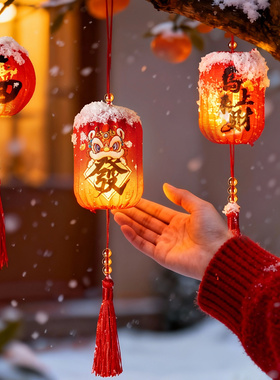 新年发光小灯笼红色挂饰马年过年春节挂件元旦树上场景布置装饰品