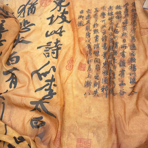 《寒食帖》书法纱布新中式中国风复古布料名帖氛围背景布服装面料