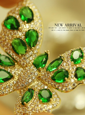 XZ342优雅绿色蝴蝶胸针女高档气质胸针花别针西装配饰潮新款大衣