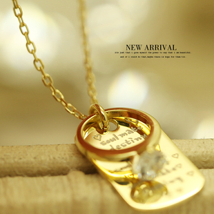 T56时尚 字母方块戒指925银短项链锁骨链女韩国饰品可爱新项链颈链