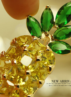 XZ201黄绿色菠萝韩国饰品韩版胸花水晶胸针别针时尚女水钻可爱美