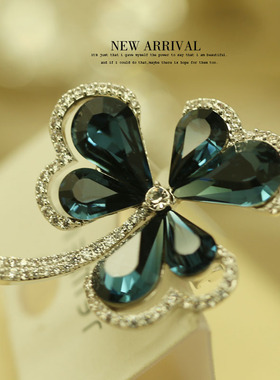 XZ197深蓝花奥地利合成水晶胸针女高档气质胸花别针西装配饰潮新