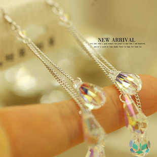 E08水滴奥地利合成水晶坠长流苏耳环耳钉小众新款礼物新品