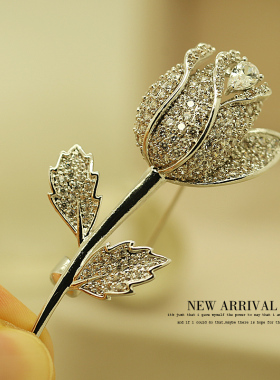 XZ200优雅锆石郁金香韩版胸针女高档胸花饰品丝巾外套大衣别针