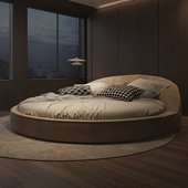 纳威大圆床双人床主卧室布艺意式 现代简约豪华别墅法式 浪漫婚床