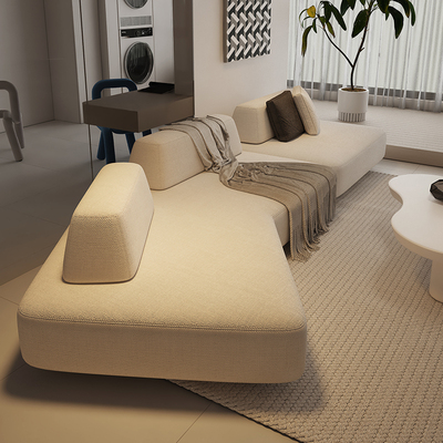 纳威小户型客厅沙发异形转角棉麻布艺可移动靠背超宽座深意式极简