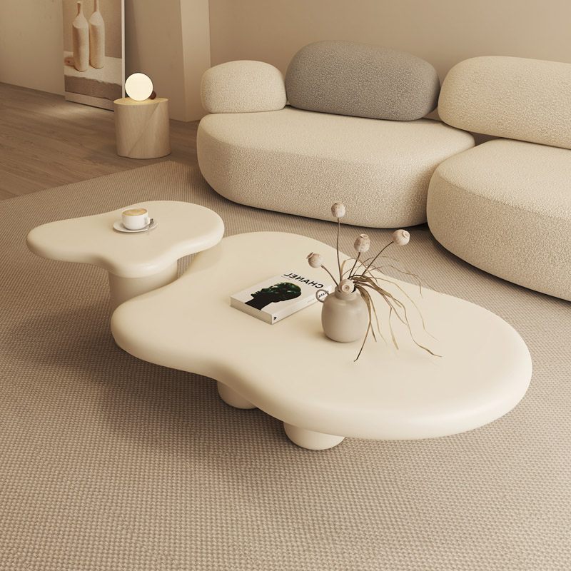纳威奶油风异形云朵茶几