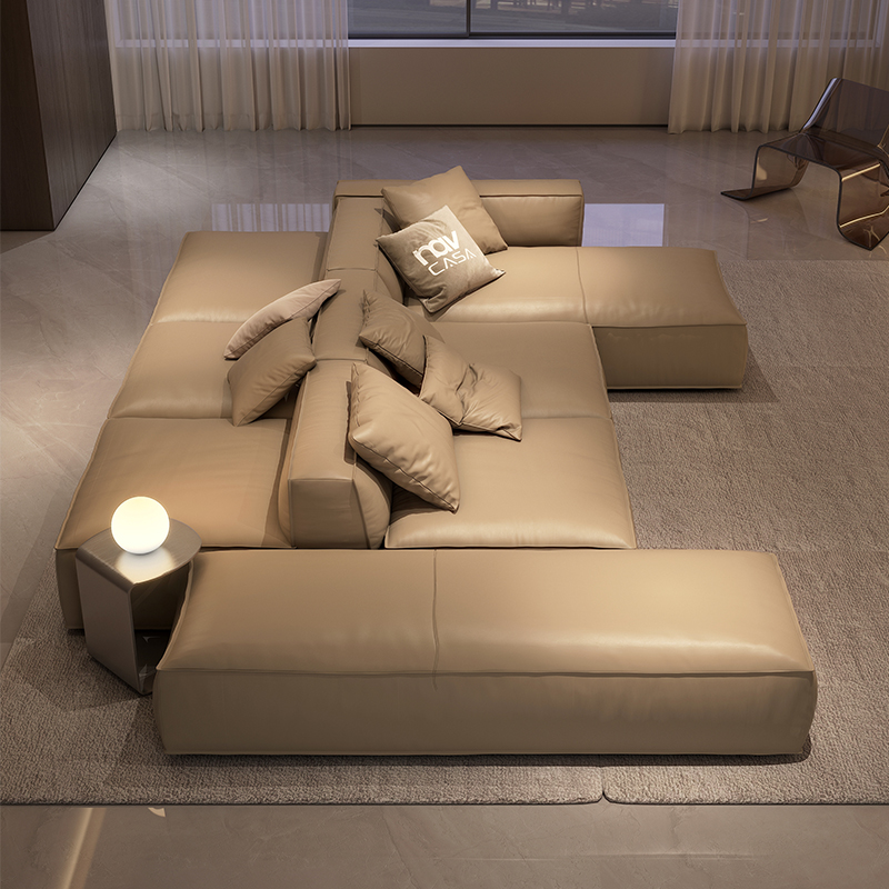 纳威意式极简真皮沙发