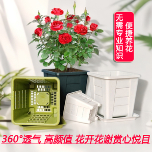鼎型多孔透气花盆树脂方形控根盆大小盆栽花通用园艺种植茉莉茶花