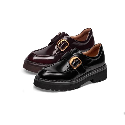 接吻猫2025春季牛皮舒适厚底孟克鞋增高乐福鞋KA65152/K75152A-50