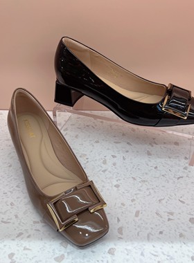 KISS CAT/接吻猫2023秋新款粗跟时尚休闲通勤单鞋女鞋KA43601-12