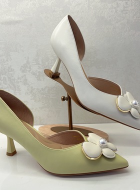 KISSCAT接吻猫2023春季高跟鞋优雅珍珠尖头细跟单鞋女KA43105-10