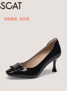 KISSCAT接吻猫高跟鞋2025春商场正品银锭系列浅口女鞋KA65118-10