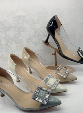 KISS CAT接吻猫女鞋2023春季新款高跟鞋优雅尖头单鞋女KA43172-10