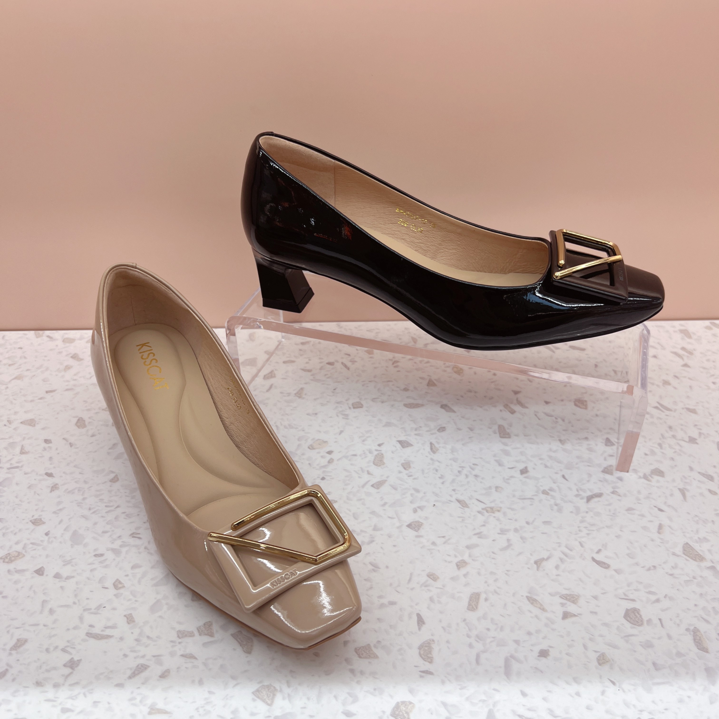 粗跟方头时尚休闲通勤女单鞋