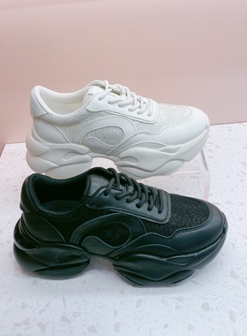 KISSCAT接吻猫老爹鞋2024春商场正品厚底透气休闲女鞋KA54192-50