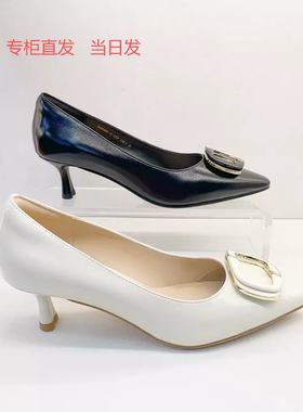接吻猫2025秋季新款尖头高跟鞋通勤浅口单鞋KA65688-10