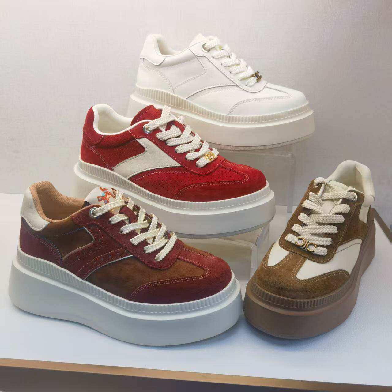 KISSCAT接吻猫2026新春礼盒装德训鞋内增高复古单鞋女K74214A-51