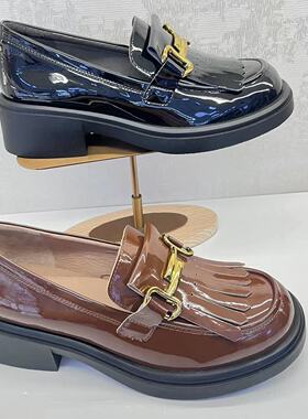 KISS CAT接吻猫女鞋2022秋季新款小皮鞋厚底圆头乐福鞋KA32622-51