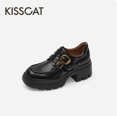 KISSCAT接吻猫长腿鞋26早秋新品7cm英伦厚底增高乐福鞋K76520A-52