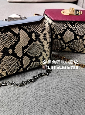 国现 英国比斯特折 AlexanderMcqueen麦昆蛇皮拼接链条box单肩包