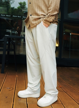 大码潮牌痞帅Oldmoney舒爽宽松锥形休闲裤显瘦白色长裤300斤胖子