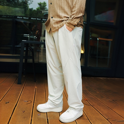 大码潮牌痞帅Oldmoney舒爽宽松锥形休闲裤显瘦白色长裤300斤胖子