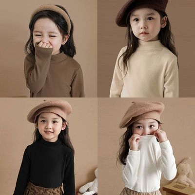 美拉德女童德绒秋冬季打底衫保暖半高领洋气内搭上衣儿童长袖t恤