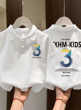夏季男童短袖polo衫小学生校服中大儿童白色翻领T恤女童毕业班服