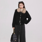 OTEBANBASS 25SS大毛领毛绒休闲外套女长袖 拉链休闲风短保暖外套