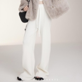 女高腰显瘦垂感阔腿裤 OTEBANBASS 24SS系带流苏毛边针织裤